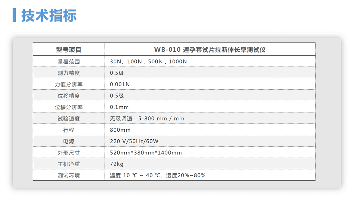 WB-010 避孕套試片拉斷伸長(zhǎng)率測(cè)試儀(圖7)